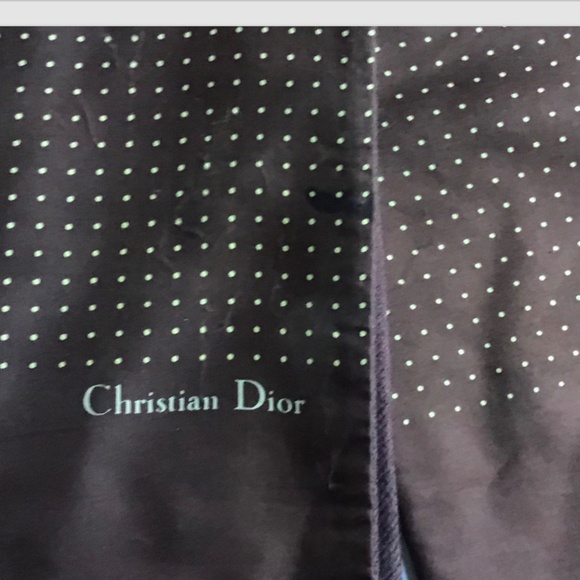 Christian Dior Reversible silk & wool unisex scarf, brown with mini dots pattern - Picture 7 of 9